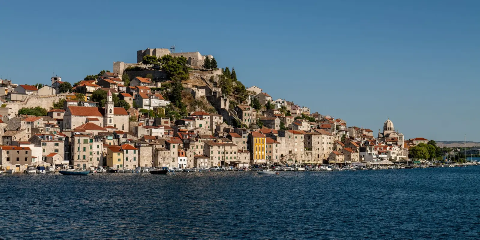 Captivating landscape of Šibenik's old town and St. Michael's Fortress in Croatia.